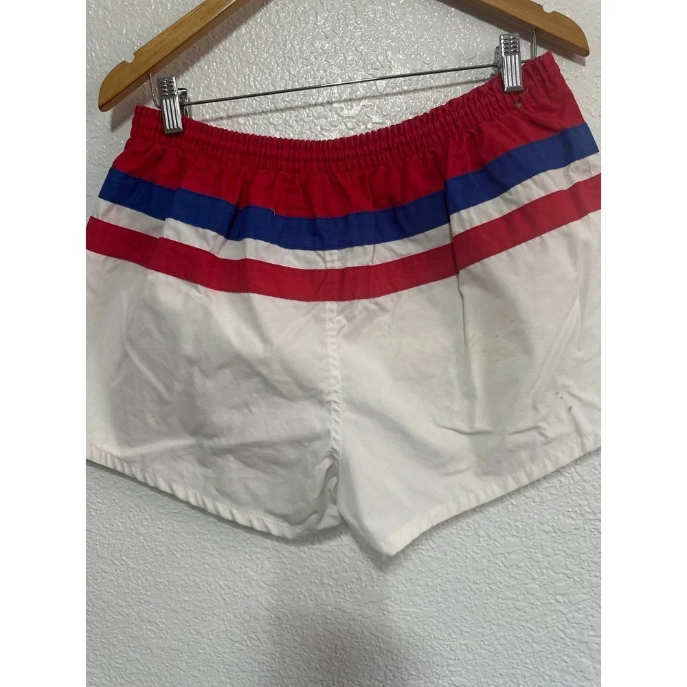 Vintage 80's Pacific Scene Striped Swim Red White Blue